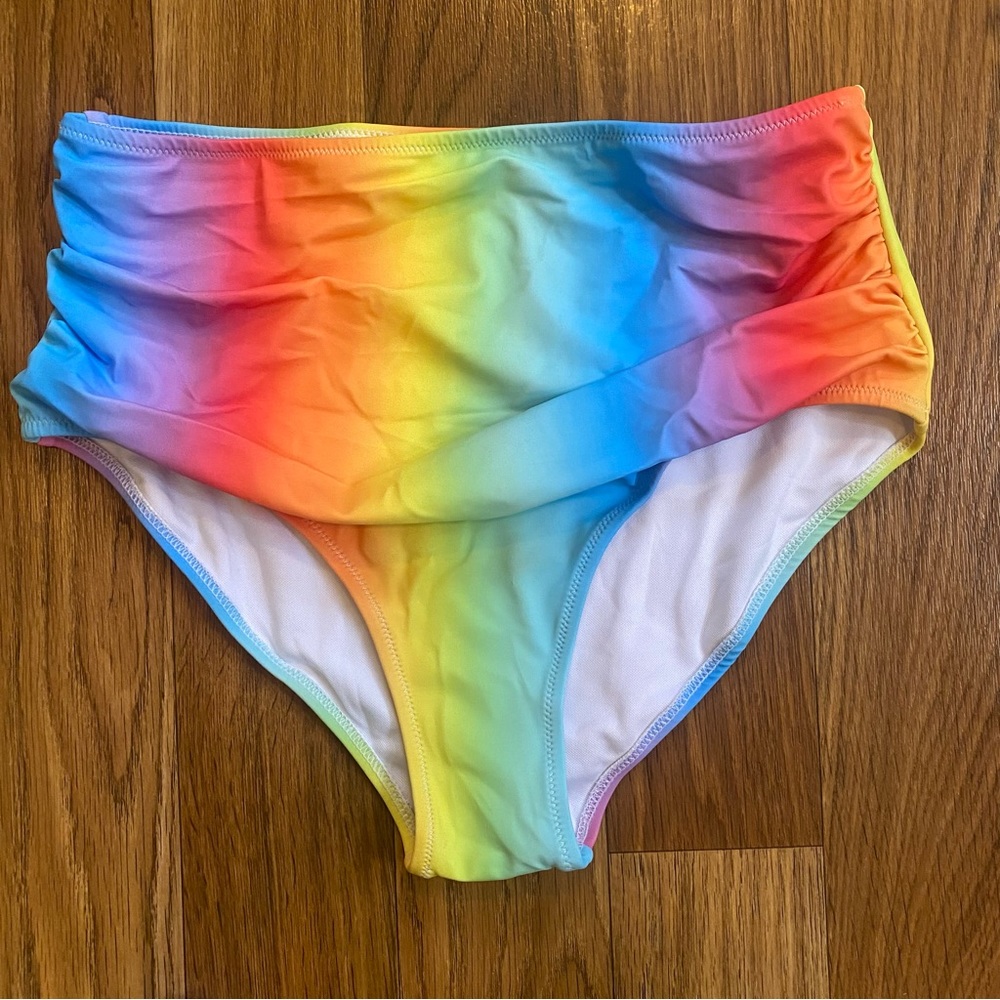 NWOT Rainbow High Waisted Bikini Bottoms